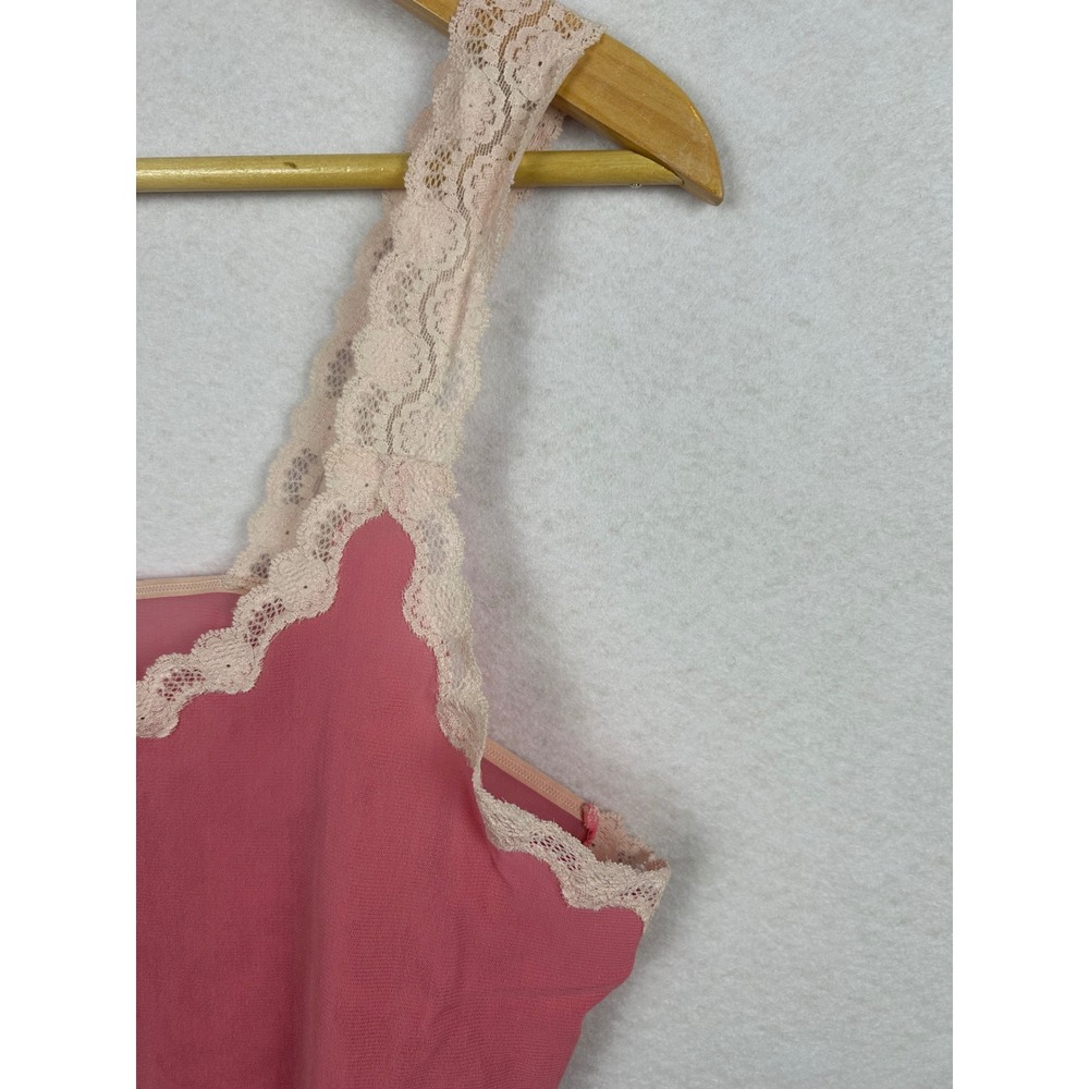 Cacique Camisole Women 18/20 Pink Lace Trim Mesh Sheer - Picture 3 of 4